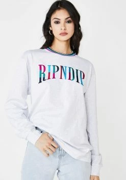 RIPNDIP Tops Color Block Embroidered Sweatshirt