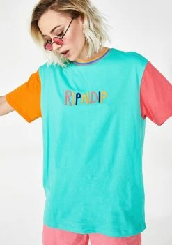 RIPNDIP Tops Color Block Multi Panel Tee
