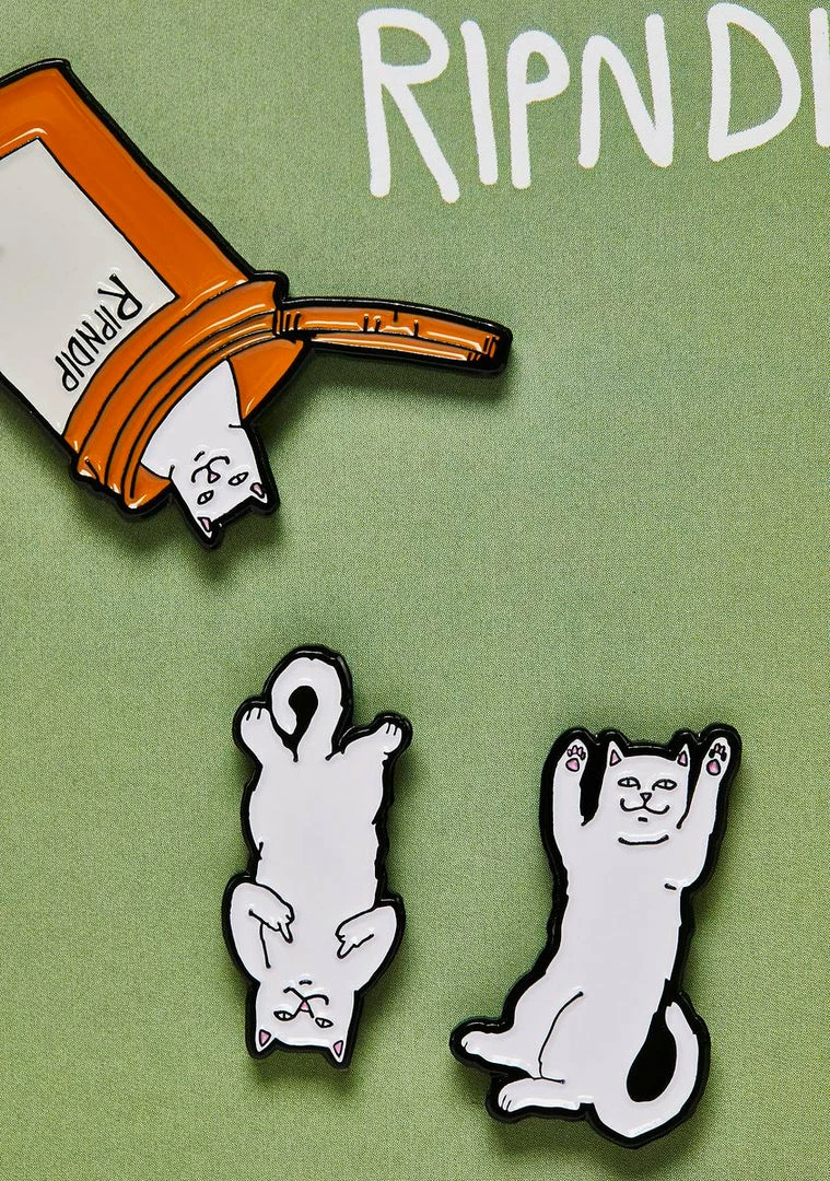 Wholesale ❤️ RIPNDIP Nermal Pills Pin Pack Pins & Patches 🤩 4 RIPNDIP Nermal Pills Pin Pack Pins & Patches