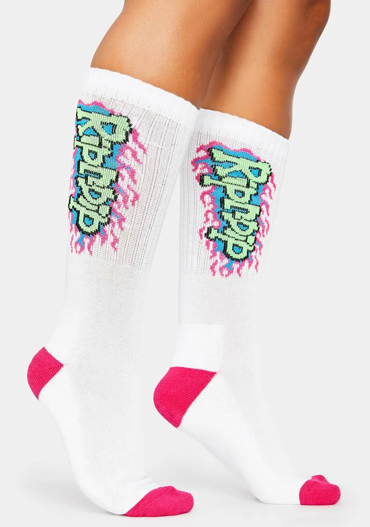 Hot Sale ๐ฅ RIPNDIP Flaming Hot Crew ๐งฆ Socks โ 3 RIPNDIP Flaming Hot Crew Socks