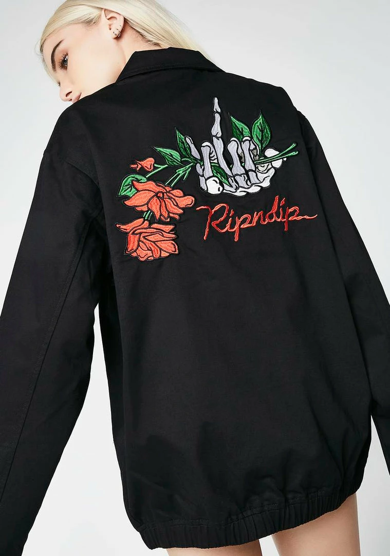 Best deal 🥰 RIPNDIP Outerwear Dead Rose Cotton Coach Jacket ⌛ 3 RIPNDIP Outerwear Dead Rose Cotton Coach Jacket