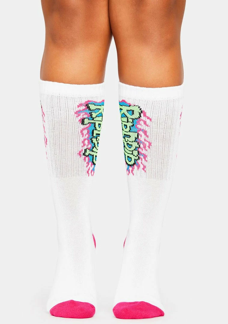 Hot Sale ๐ฅ RIPNDIP Flaming Hot Crew ๐งฆ Socks โ 4 RIPNDIP Flaming Hot Crew Socks