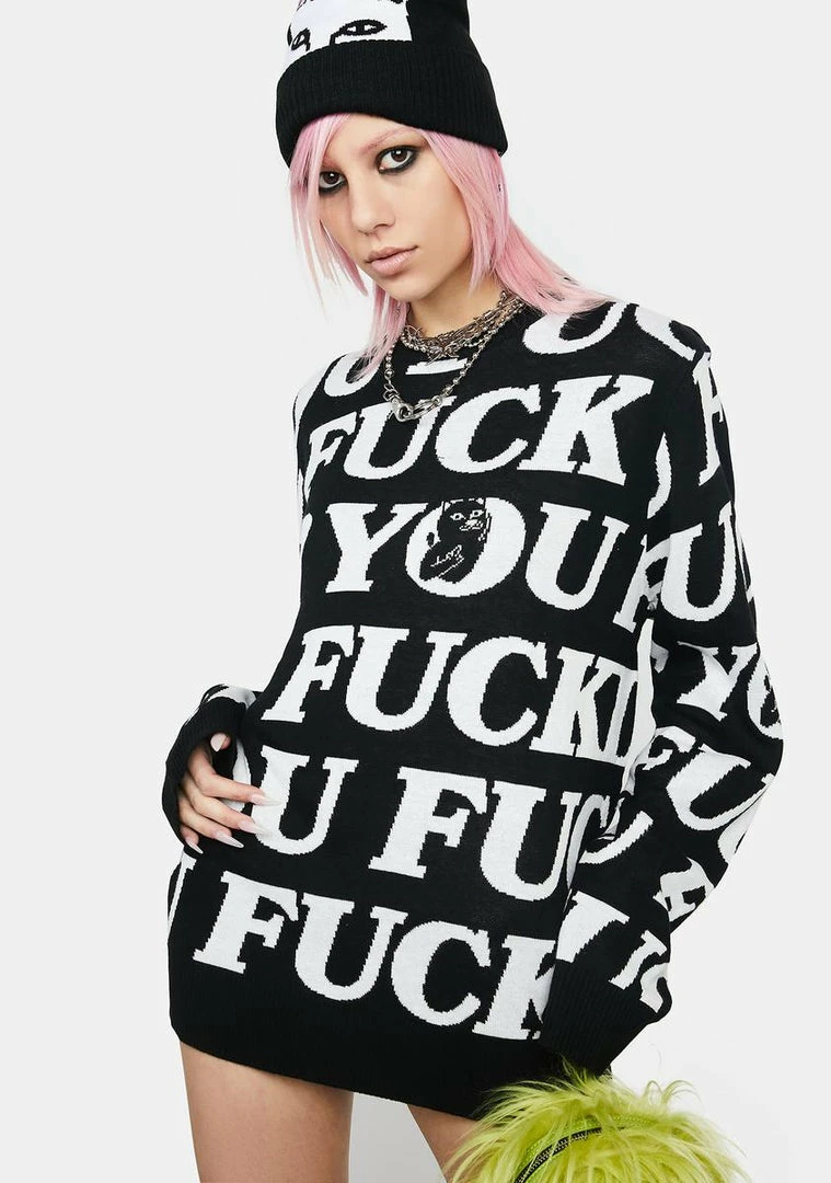 Hot Sale 👍 RIPNDIP Fuck You Knit Sweater 🔔 3 RIPNDIP Fuck You Knit Sweater