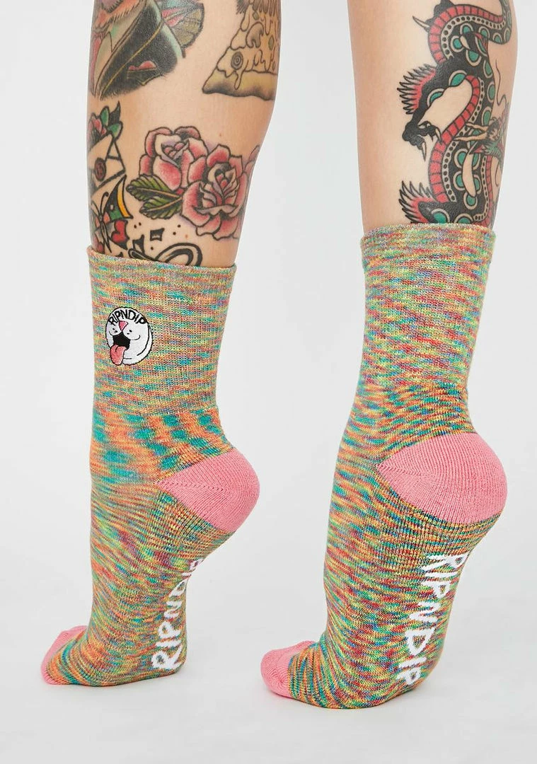 Hot Sale π RIPNDIP Pastel Pill Mid 𧦠Socks 𧨠3 RIPNDIP Pastel Pill Mid Socks
