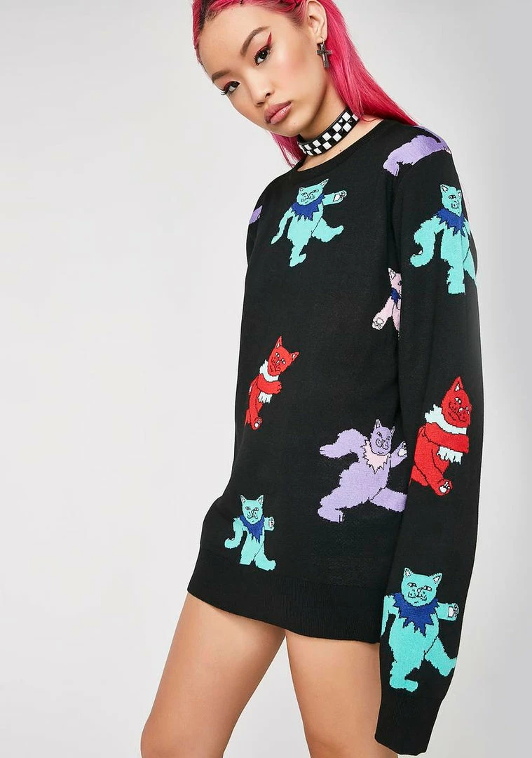 Deals 🌟 RIPNDIP Dancing Nerm Knit Sweater 🌟 3 RIPNDIP Dancing Nerm Knit Sweater