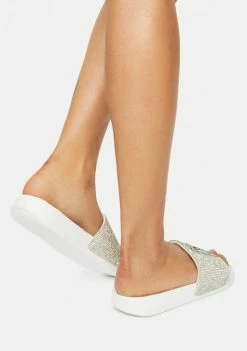 RIPNDIP White Rhinestone Lord Nermal Slides
