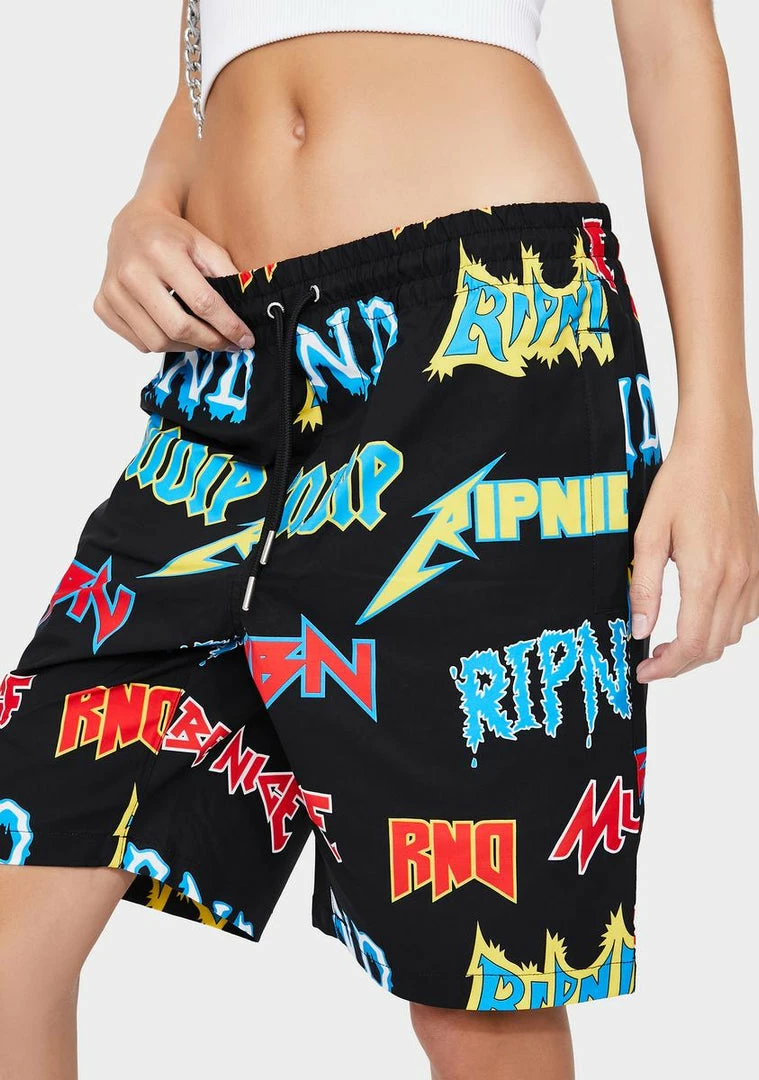 Budget 🔔 RIPNDIP Rock & Nerm Swim Shorts Bottoms 🔥 3 RIPNDIP Rock & Nerm Swim Shorts Bottoms