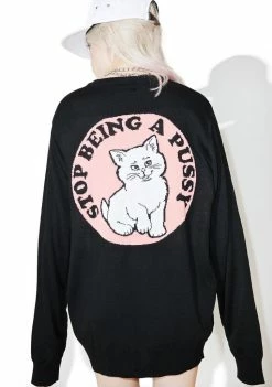 RIPNDIP Stop Being A Pussy Knit Tops