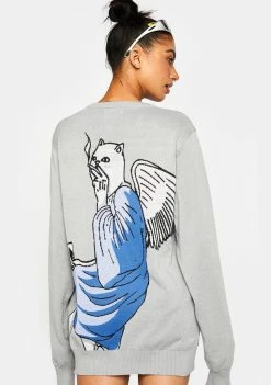 Cheapest ❤️ RIPNDIP Heaven And Hell Knit Sweater Tops 🥰 9 RIPNDIP Heaven And Hell Knit Sweater Tops