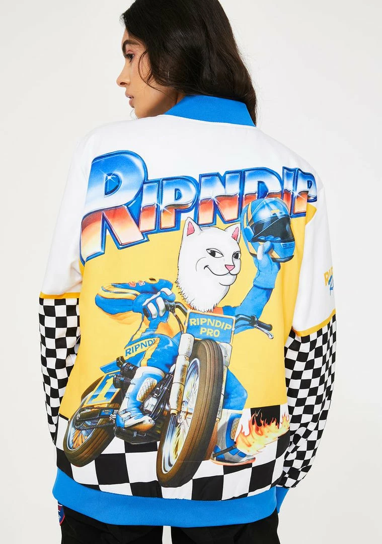 Best deal β€οΈ RIPNDIP Outerwear Speed Racing Varsity Jacket π₯ 3 RIPNDIP Outerwear Speed Racing Varsity Jacket