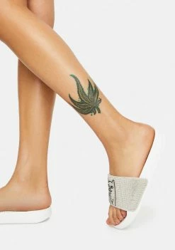 RIPNDIP White Rhinestone Lord Nermal Slides