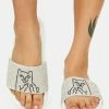 RIPNDIP White Rhinestone Lord Nermal Slides