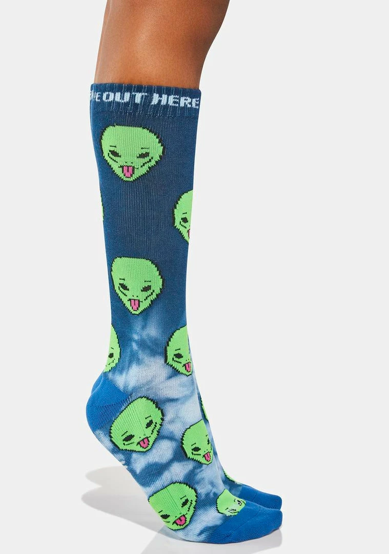 Coupon 🔔 RIPNDIP Blue We Out Here Alien Crew 🧦 Socks 🤩 4 RIPNDIP Blue We Out Here Alien Crew Socks