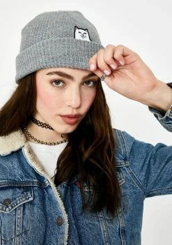 RIPNDIP Gray Lord Nermal Speckle Rib Beanie