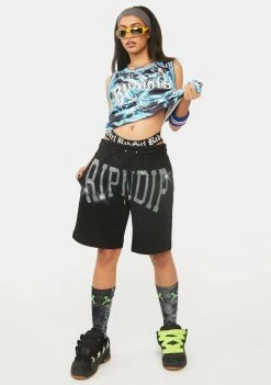RIPNDIP Lounge Shorts Summer Revenge Rhinestone Sweat Shorts