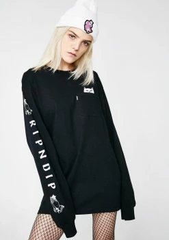 RIPNDIP Dark Lord Nermal Pocket Long Sleeve Tops