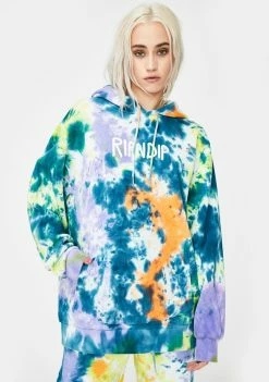 RIPNDIP Tops Rubber Logo Tie Dye Hoodie