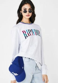RIPNDIP Tops Color Block Embroidered Sweatshirt