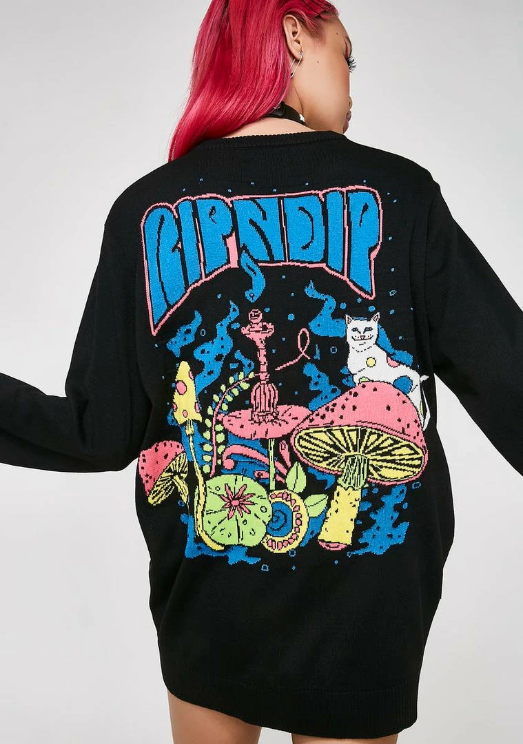 Cheap π RIPNDIP Psychedelic Knit Sweater 𧨠3 RIPNDIP Psychedelic Knit Sweater
