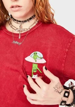 RIPNDIP Red Abduction Pocket Graphic Tee