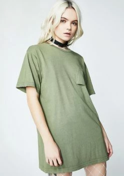 RIPNDIP Tops Olive Hang In There Pocket Tee