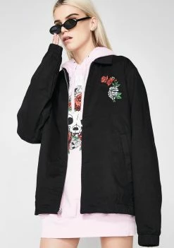 Best deal 🥰 RIPNDIP Outerwear Dead Rose Cotton Coach Jacket ⌛ 10 RIPNDIP Outerwear Dead Rose Cotton Coach Jacket