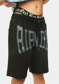 RIPNDIP Lounge Shorts Summer Revenge Rhinestone Sweat Shorts